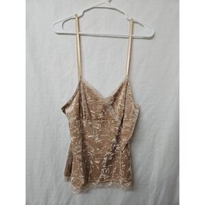 Vintage Sz XL Gold crushed Velvet Babydoll Lace Tank top  Cropped Fairycore Y2k